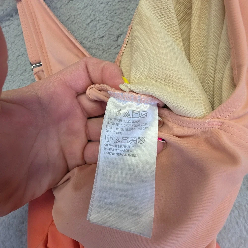 D&Co‎ Swim Dress Womens 4 Pink Salmon Babydoll Adjustable Ruched Modest Skirt